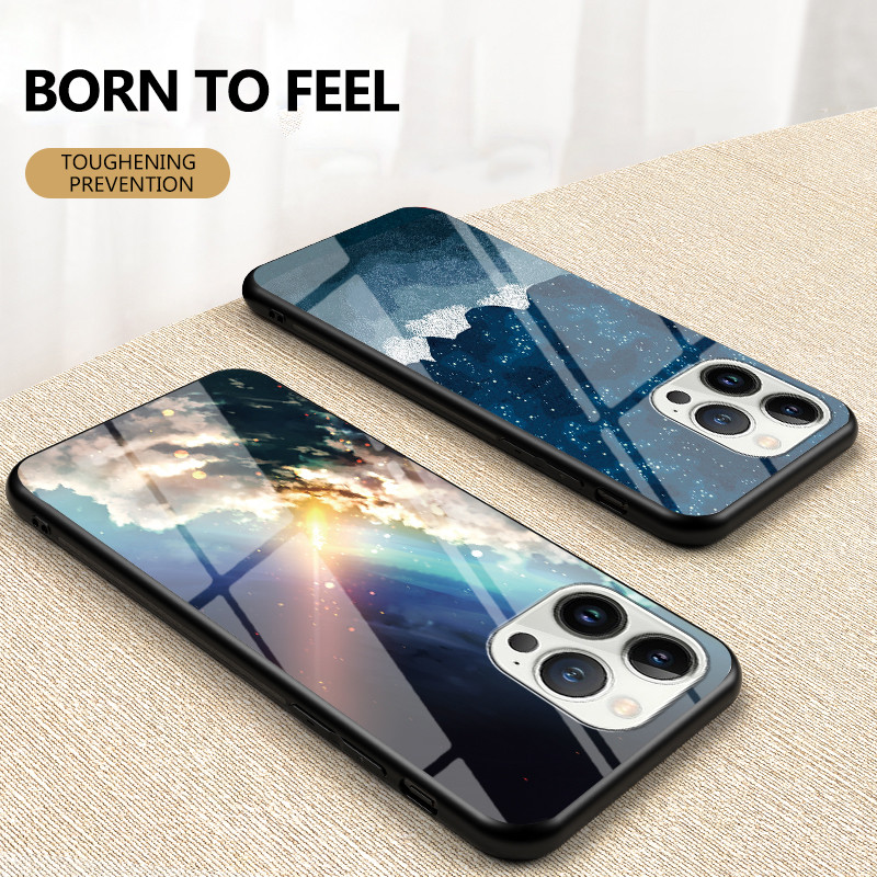 สําหรับ Apple IPhone 13, 13 Pro, 13 Pro Max, 13 Mini, 14, 14 Pro, 14 Pro Max, 14 Plus, เคสโทรศัพท์กระจก Starry Sky, คุณภาพสูงป้องกันการระเบิดฝาครอบป้องกัน ราคา ถูกที่สุด ดีลบีเคเค แกลเลอรีภาพที่ 8