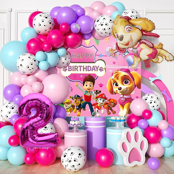 88 ชิ้นสุนัข Paw บอลลูน Garland ร้อนสีชมพูบอลลูนสุนัข Paw Bone ฟอยล์บอลลูนสําหรับสาวเด็กสุนัข Paw Th