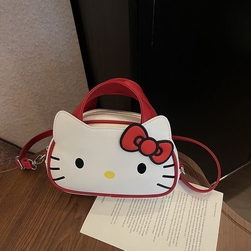 C&k กระเป๋าสะพายไหล่ผู้หญิงน่ารักการ์ตูน Hello Kitty กระเป๋าถือการจับคู่ทุกวัน