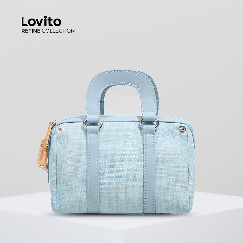 (Lovito Refine) กระโหลกกระโหลกย้อนยุคซิปบอสตันกระเป๋าความจุขนาดใหญ่กระเป๋าสะพายขนาดเล็กสำหรับผู้หญิง LFA50540