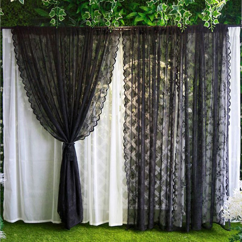 Hari Raya ผ้าม่านลูกไม้ผ้าม่านสีดําสีขาวผ้าม่าน Ramadan ตกแต่ง Langsir Tingkap Murah Minimalist Partition Home Decora