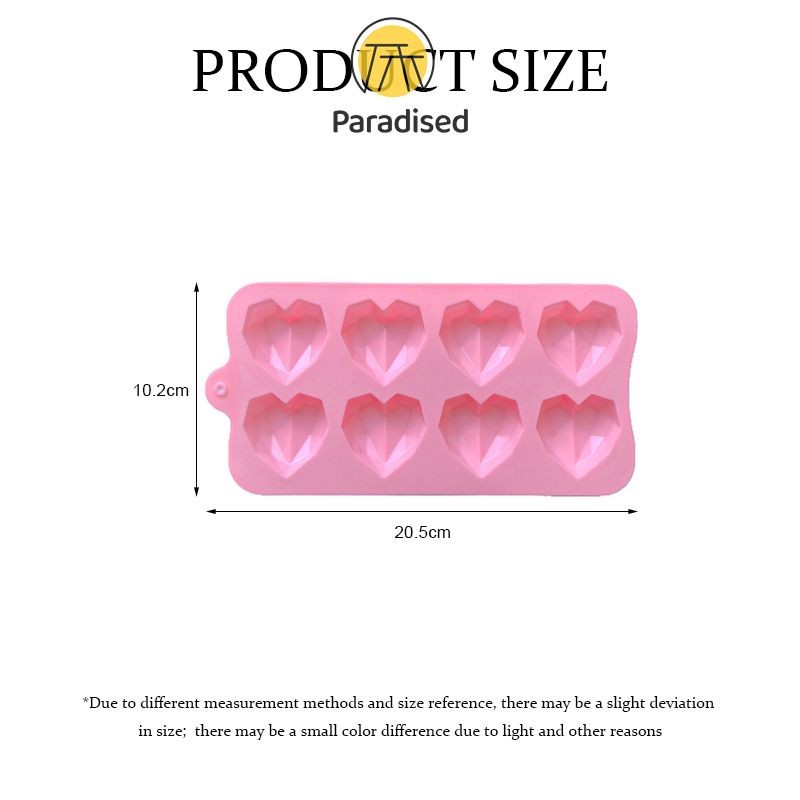 💕แม่พิมพ์ซิลิโคน ช็อคโกแลต วุ้น ขนม เรซิ่นรูปทรงหัวใจเพชร  8 ช่องparadised