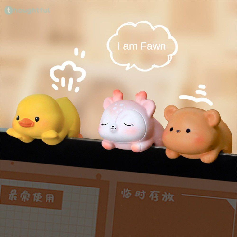 การตกแต่งหน้าจอคอมพิวเตอร์ ตุ๊กตาตกแต่งสำนักงานสัตว์จิ๋วน่ารัก ของขวัญตกแต่งจอคอมพิวเตอร์ TH