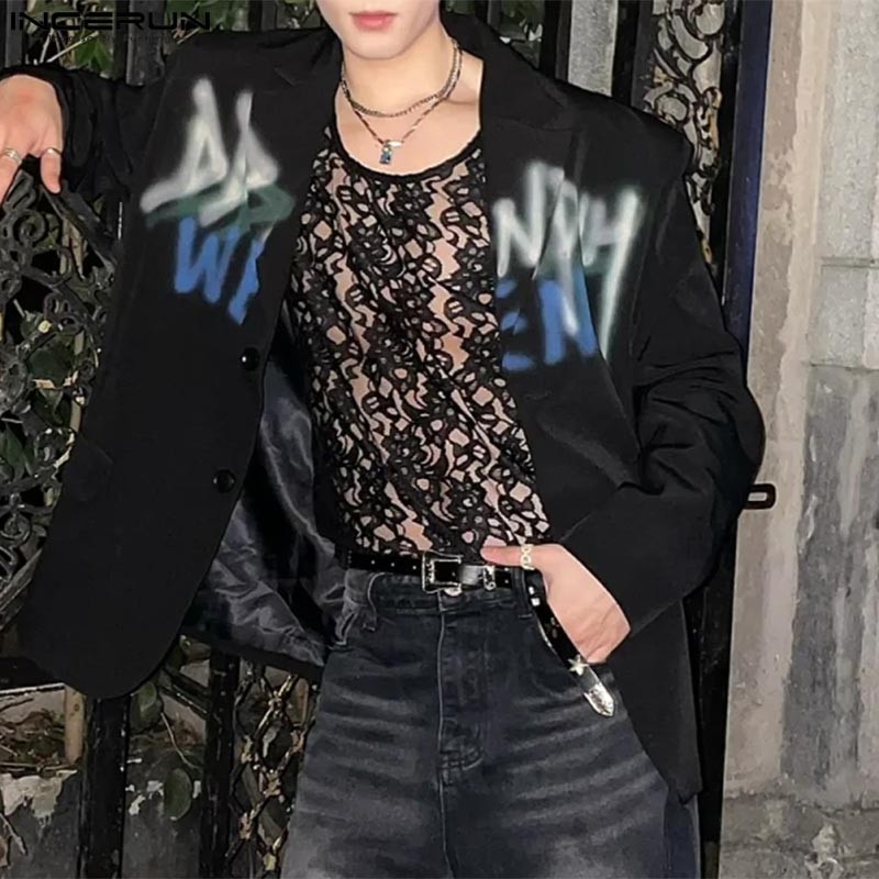 ไม่แน่นอน เสื้อกล้ามแขนกุดตาข่ายมุมมองลําลองสําหรับบุรุษเกาหลี - รูปที่ 3