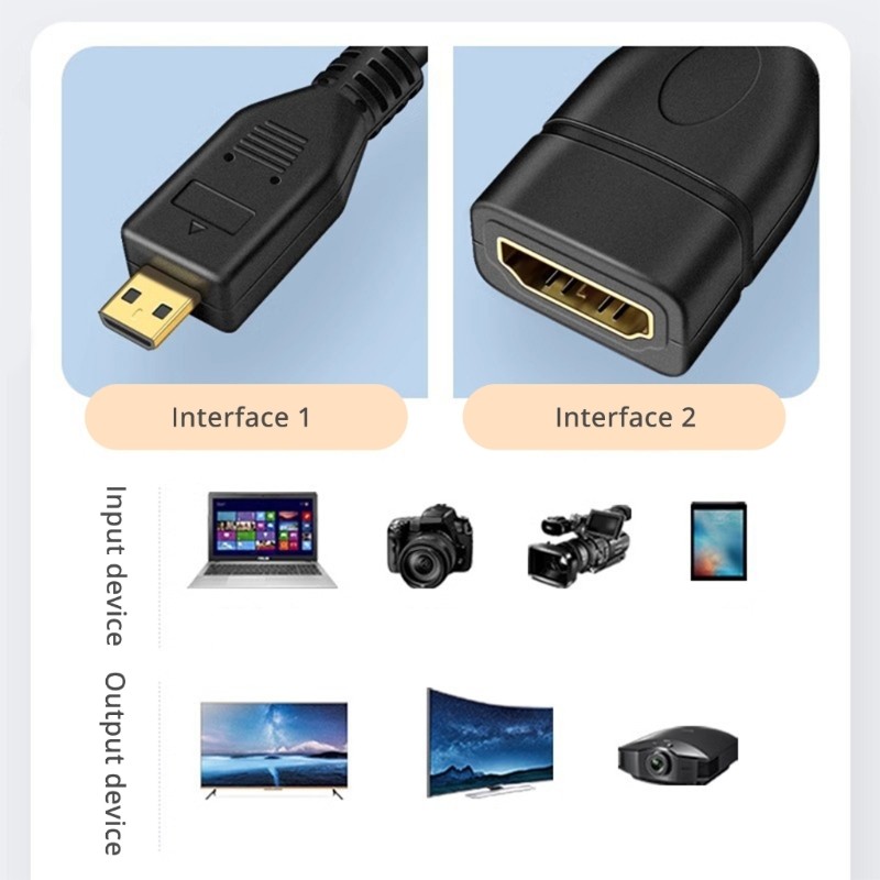 บ้าน อะแดปเตอร์ ไมโครHDMI ชายกับหญิงสําหรับการเชื่อมต่อด้วยสมาร์ทโฟนแท็บเล็ตและอื่นๆ