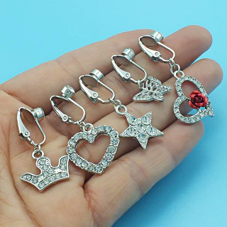 Belly button ring จิวสะดือ แบบคลิปหนีบ ไม่ต้องเจาะหน้าท้องเทียม แฟชั่นสําหรับผู้หญิง ไปเที่ยวทะเล