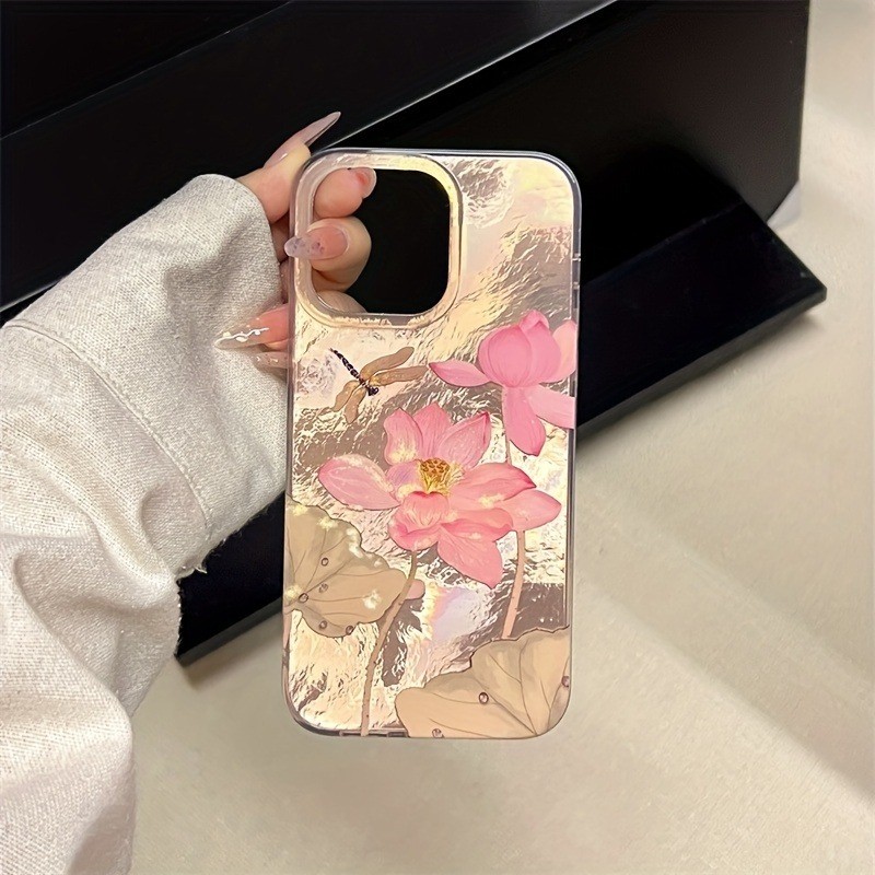 เคสโทรศัพท์สําหรับ iPhone 11 12 13 14 15 16 Pro Max 16E XS XR X 7 8 Plus สไตล์จีน Lotus Dragonfly Glacier ฝาครอบ ราคา ถูกที่สุด ดีลบีเคเค แกลเลอรีภาพที่ 8