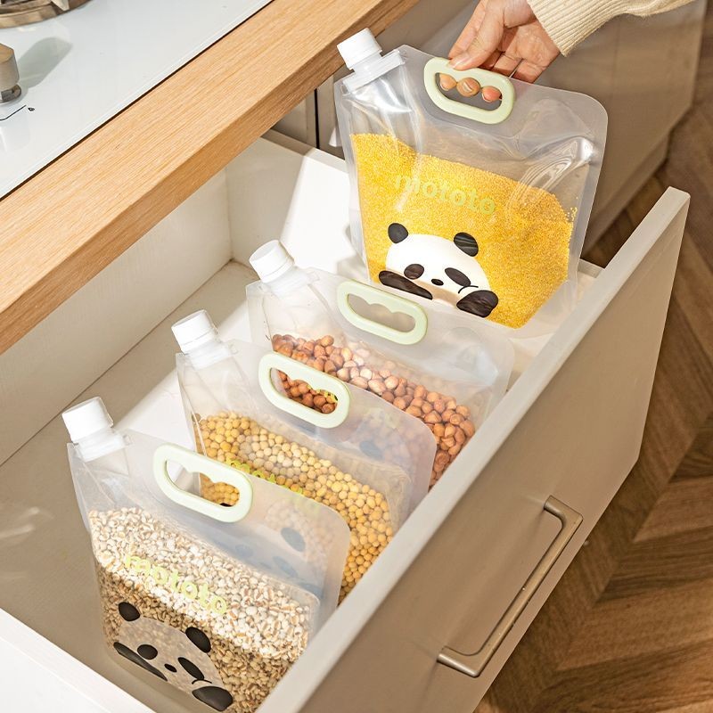 แม่บ้านสมัยใหม่ mototo Panda Whole Grain Storage Bag Sealed Insect-Proof Moisture-Proof Rice Storage Sub-Packing Rice B20250318