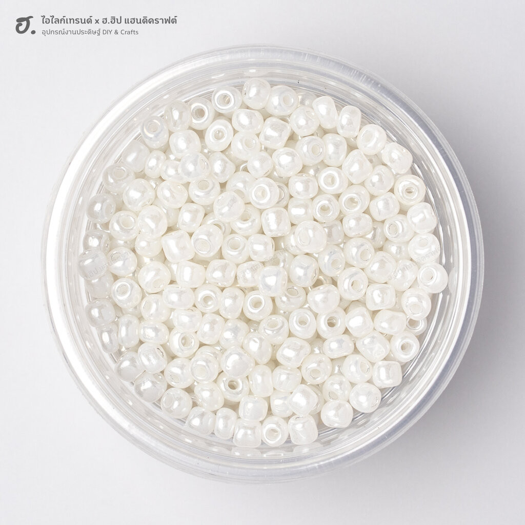 ลูกปัดเม็ดทราย ขนาด 4 มม. สีขาวมุก Snow Pearl – โปรปัง