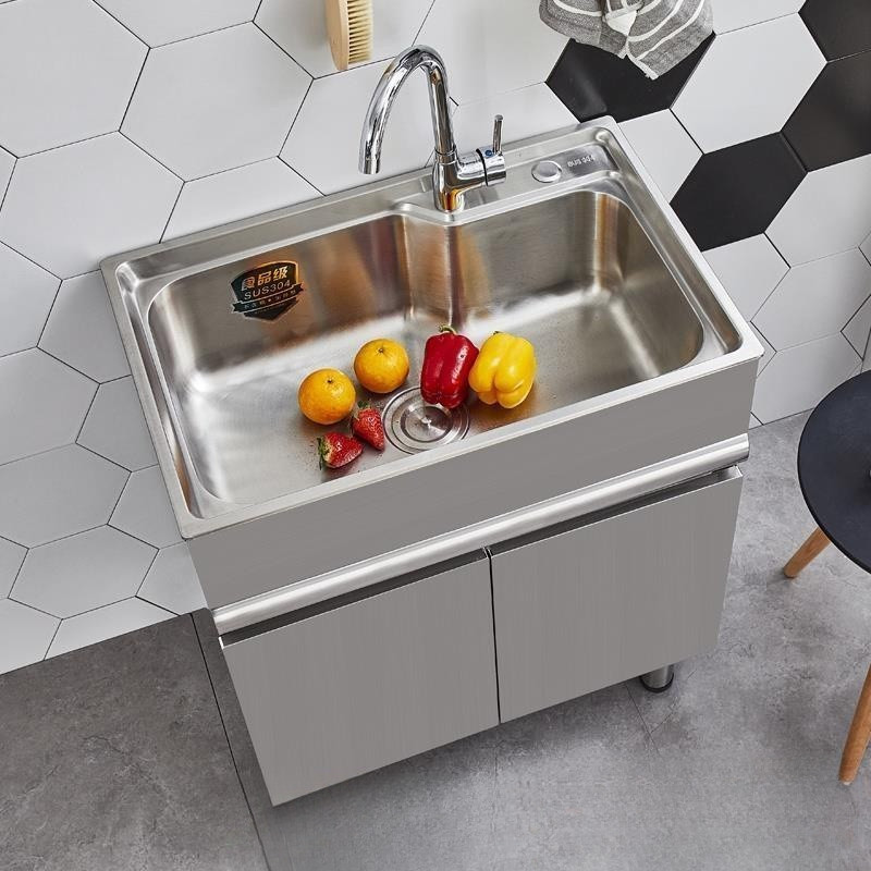Wash Basin Stainless Steel 304 Stainless Steel Laundry Cabinet Balcony Laundry Sink Single Double Si