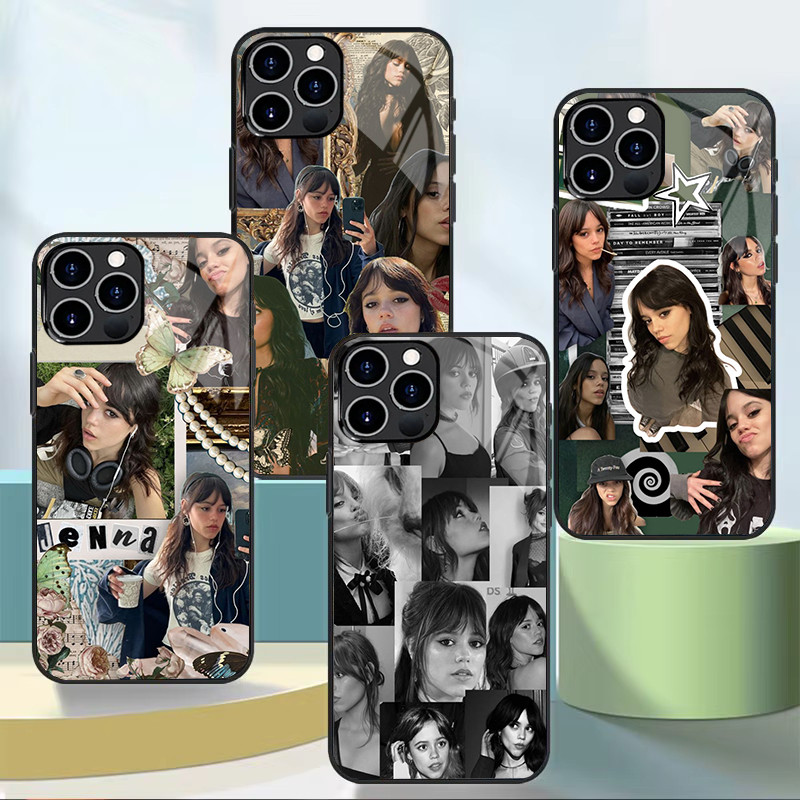 Jenna ortega 02 กระจกนิรภัยเคสโทรศัพท์สําหรับ Iphone 11 12 Mini 13 14 Plus 15 16 Pro Max Cover