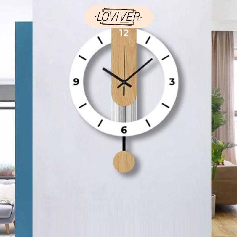 LOVIVER นาฬิกาแขวนพร้อมลูกตุ้มตกแต่งเครื่องประดับแบบพกพางานศิลปะที่ทันสมัยเงียบสําหรับห้องครัวโรงแรมห้องห้องนอน