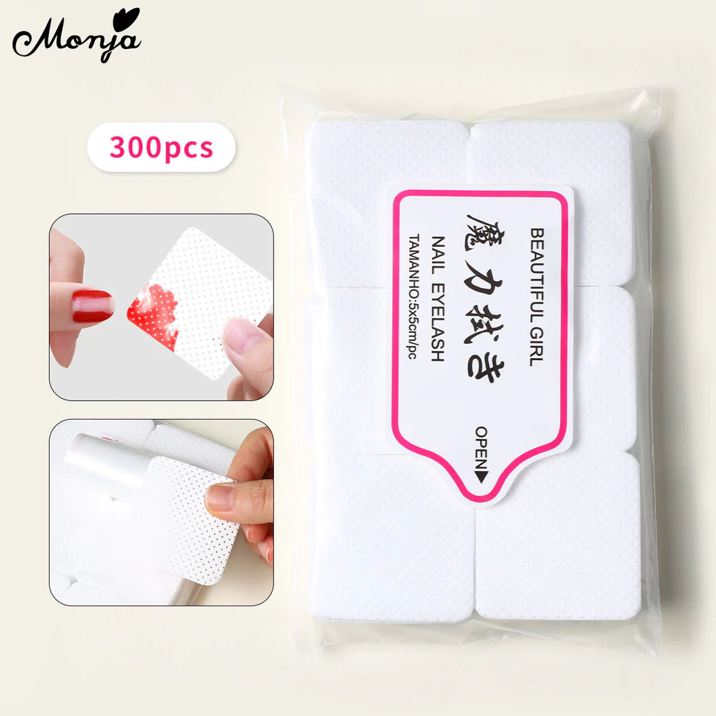 Monja Lint-Free Cotton ยาทาเล็บ เช็ดแห้งสําลีแผ่นทิ้งผ้าเช็ดทําความสะอาด ทําความสะอาด เล็บออกแบบ