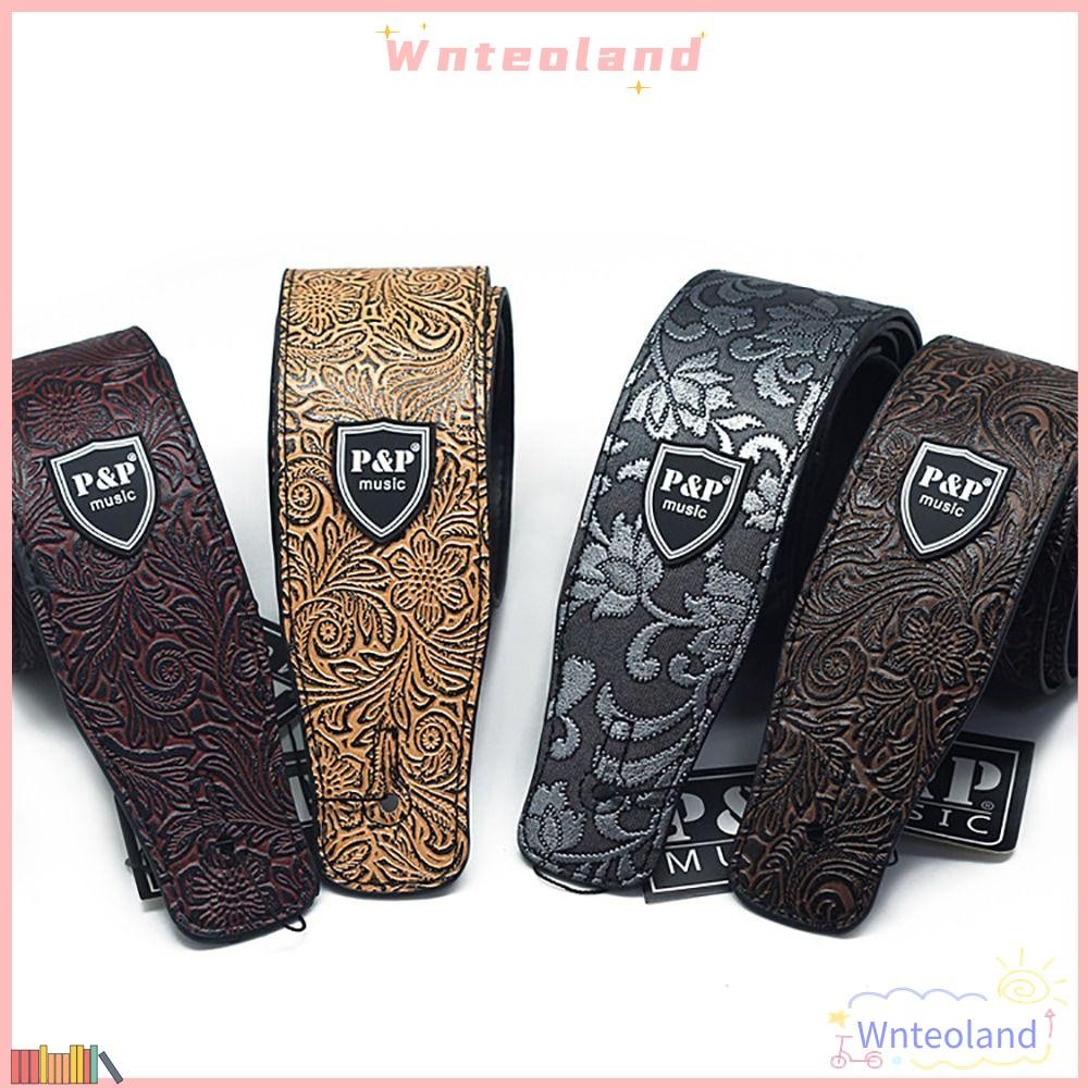Wnteoland สายกีตาร์, อุปกรณ์กีตาร์หนัง กระเป๋าสะพายข้าง, สายเบสปรับขยายที่ทนทาน