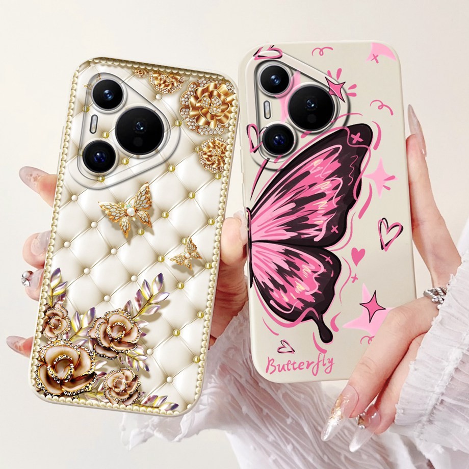 ใหม่ผีเสื้อพิมพ์เคสโทรศัพท์สําหรับ Huawei Pura 70 ADY-LX9 / Pura 70Pro HBN-LX9 2024 ซิลิโคนอ่อนนุ่ม 