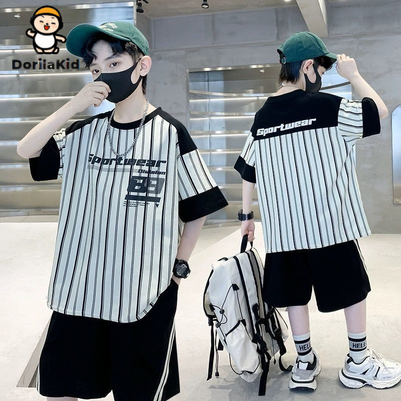 ชุดเสื้อยืดแขนสั้นเด็กชาย Dorila 2025 ฤดูร้อนใหม่ 2 ชิ้น (เสื้อ + กางเกงขาสั้น) สำหรับเด็กอายุ 3 ถึง 4 ถึง 5 ถึง 6 ถึง 7 ถึง 8 ถึง 9 ถึง 10 ถึง 11 ถึง 12 ปี ชุดลำลองเด็ก
