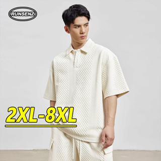 Xxl-8xl เวอร์ชั่นเกาหลีชุดลําลองขั้นพื้นฐานผู้ชายพลัสขนาดเสื…