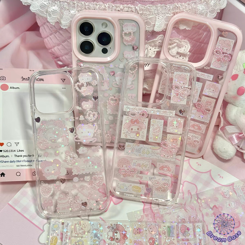 การ์ตูนแมวเมโลดี้น่ารักโปร่งใสนุ่ม เคส IPhone 17 AIR 11 13 16 15 12 14 Pro Max 15 14 7 8 16 Plus XR X XS Max SE 2020