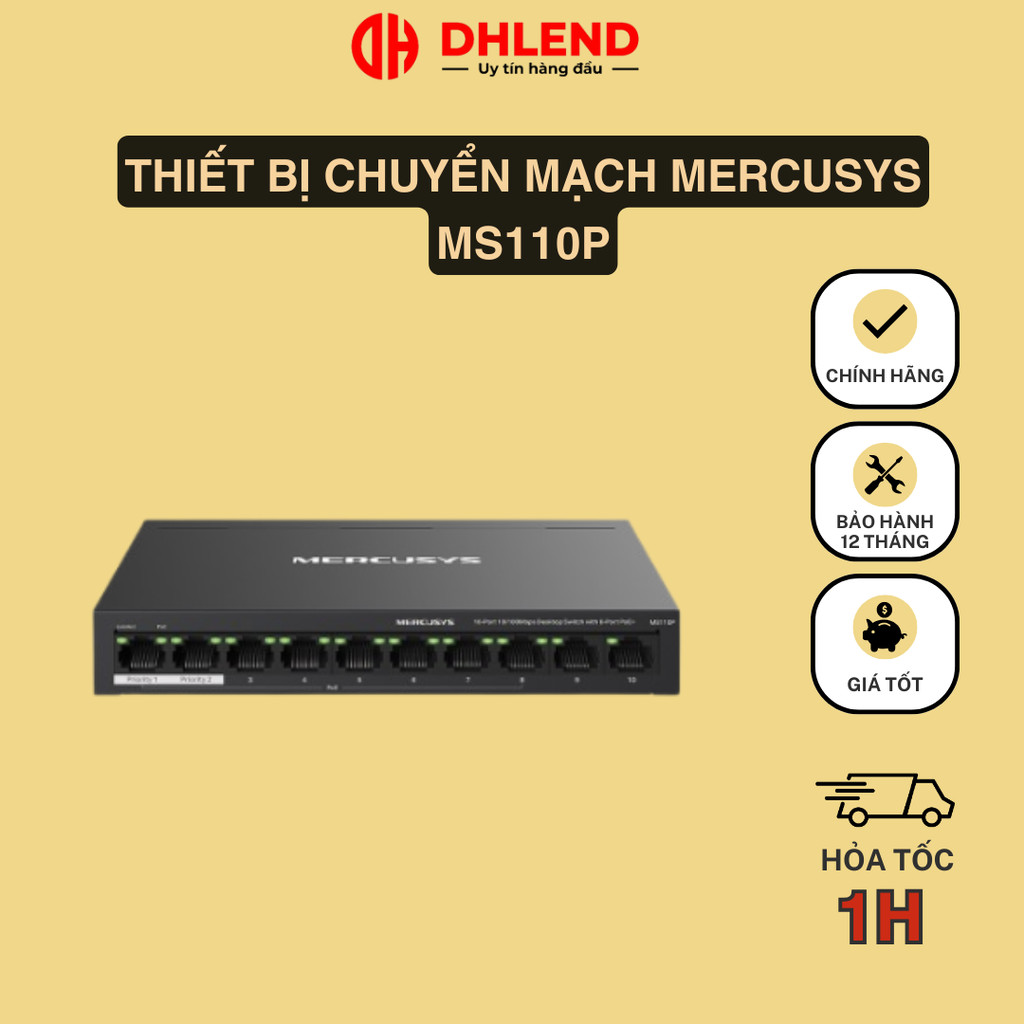 รุ่นใหม่ - สวิตช์เครือข่าย Mercusys MS110P พร้อมพอร์ต PoE+
