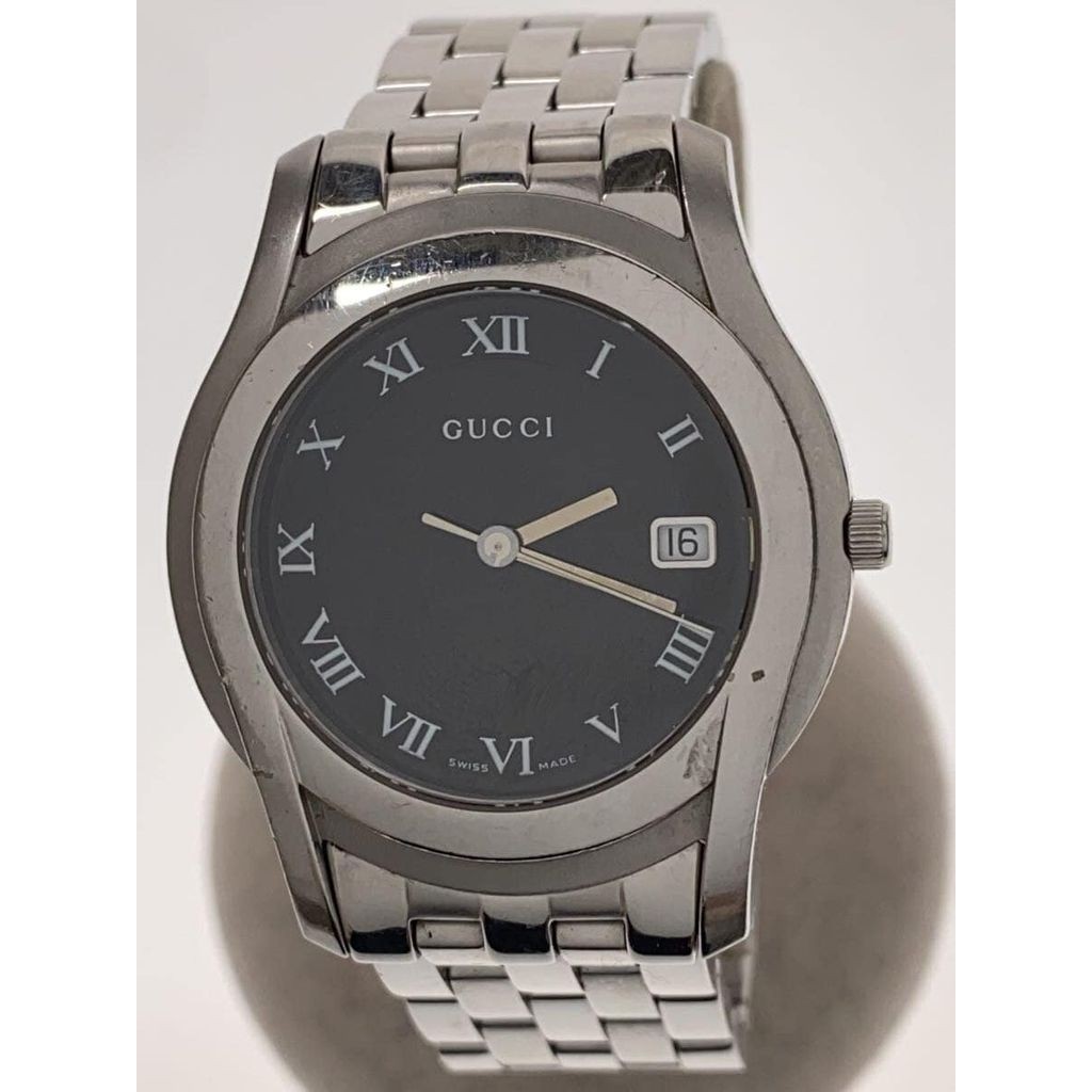 Gucci นาฬิกาผู้ชายควอตซ์อะนาล็อกสแตนเลส BLK SLV SS 5500M ส่งตรงจากญี่ปุ่นมือสอง
