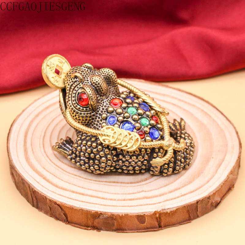 ของตกแต่งทองคำคางคกทองคำ ทองแดง คางคกสามขา ของตกแต่งบ้านสำหรับห้องนั่งเล่น สำนักงาน ของขวัญเปิดร้าน