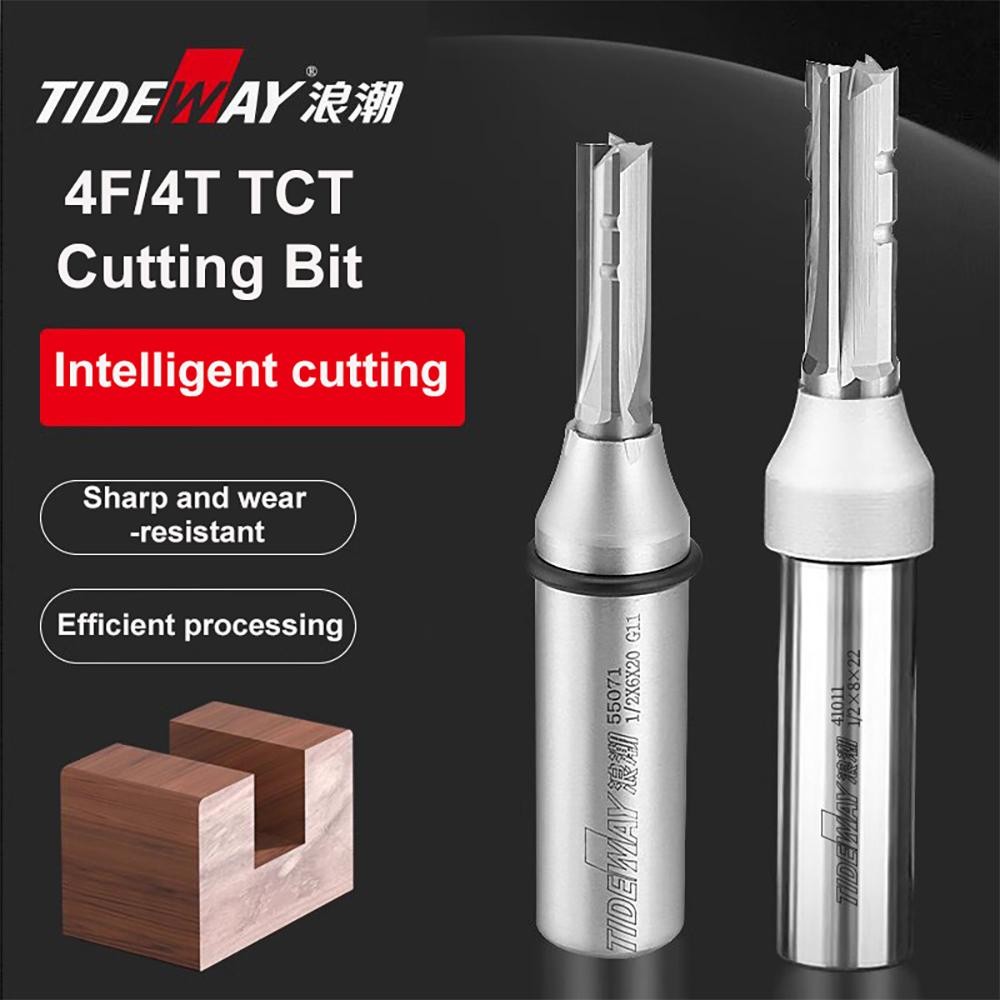 Tideway 4 ขลุ่ย TCT ตรง Router Bit 4 ใบมีดตัด CNC คาร์ไบด์ Milling Cutter สําหรับไม้ MDF Multilayer