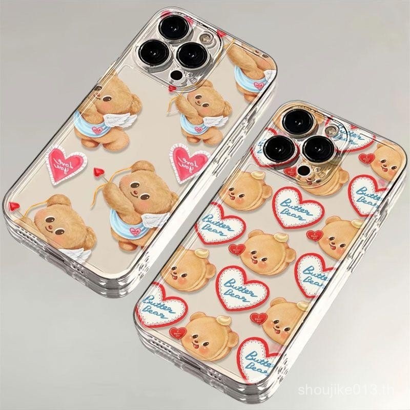 หมีเนยหัวใจสำหรับเคสโทรศัพท์ Samsung S20 S22 S23 S24 M52 S20 Ultra S22 Ultra M33 S23 Plus Note 20Ultra S24 Plus Note 20Plus S20 Plus S24 Ultra S20FE S22 Plus MJKI