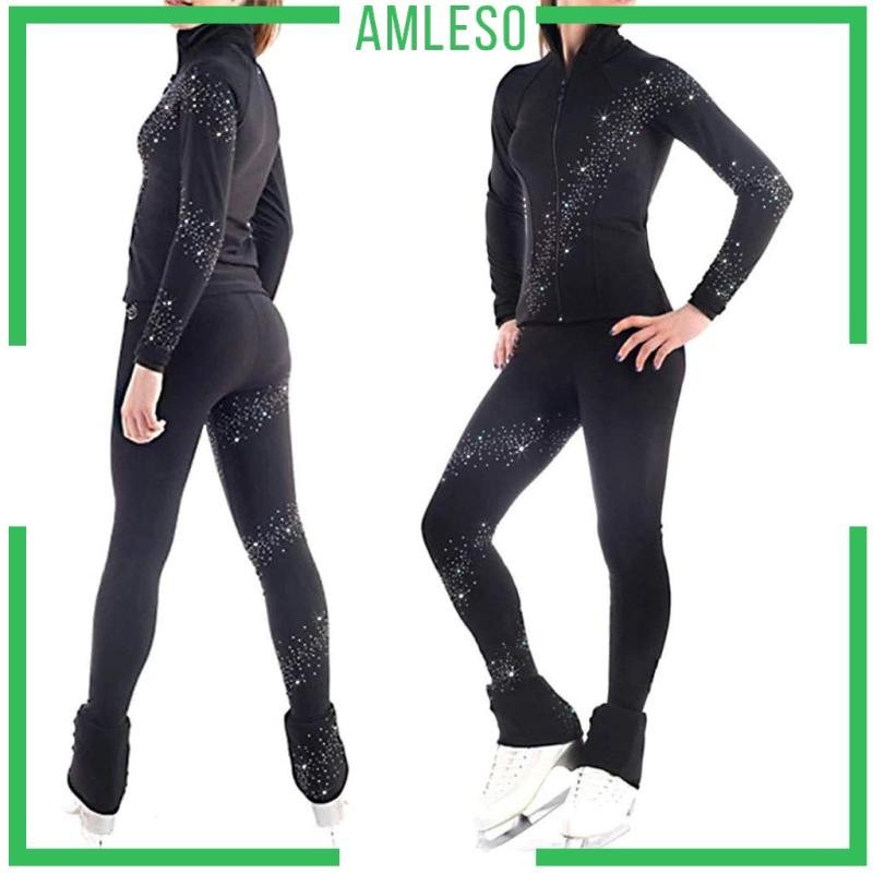 [Amleso] ชุดเสื้อแจ็กเก็ต กางเกงวอร์ม ผ้ายืด ให้ความอบอุ่น สําหรับผู้หญิง ใส่เล่นสเก็ต