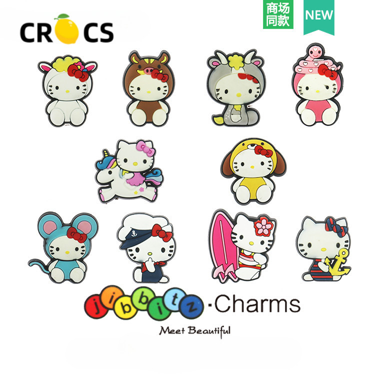 Crocs jibbitz ตัวติดรองเท้า crocs ลายการ์ตูนแมวเฮลโลคิตตี้น่ารัก สําหรับตกแต่งรองเท้า
