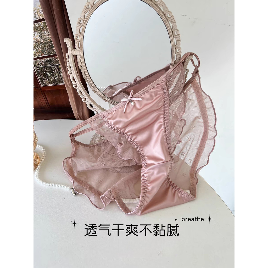 กางเกงชั้นใน ผ้าฝ้ายโปร่งแสง เอวยางยืด ระบายอากาศ แห้งเร็ว ไร้รอยต่อ ดูดซับความชื้น ขนาดใหญ่ เซ็กซี่ สําหรับผู้หญิง - รูปที่ 3