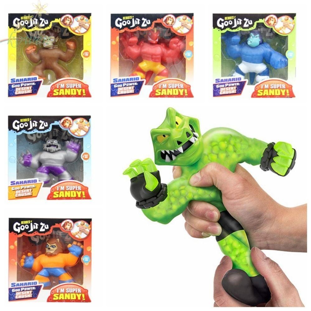 Kowen Goo Jit Zu Games ฟิกเกอร์ยาง รูปสัตว์ จระเข้ ซูเปอร์ฮีโร่ ยืดหยุ่น สีเขียว ของขวัญสําหรับเด็ก