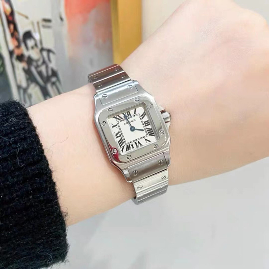 นาฬิกาข้อมือควอตซ์ Cartier Santos Series สําหรับผู้หญิง
