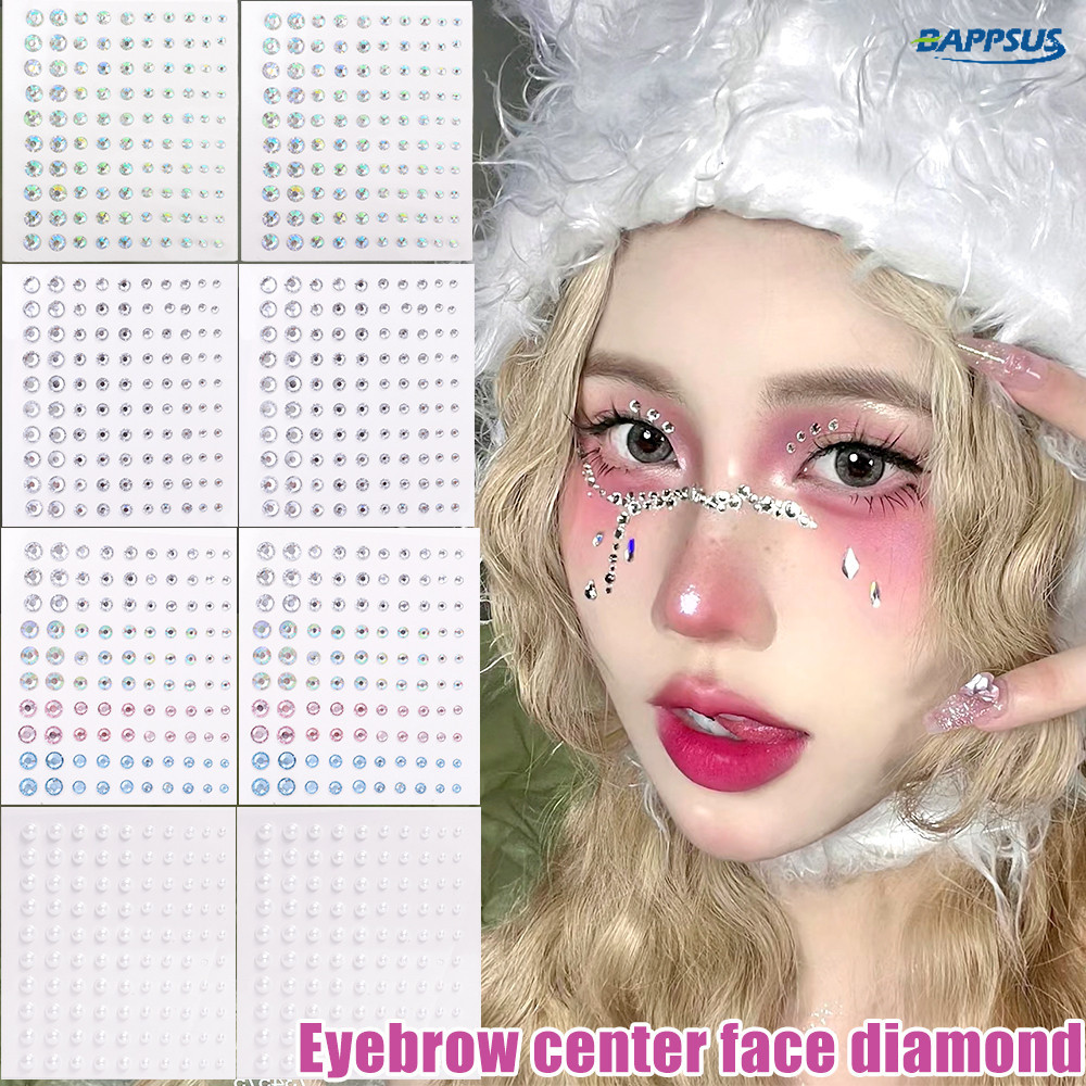 คุณภาพสูงอะคริลิค Face Gems Glitter สติกเกอร์-สาวอะคริลิคคริสตัลอัญมณีอายแชโดว์ Decor- 3D Face Moon Star Pearl Diamond Paster