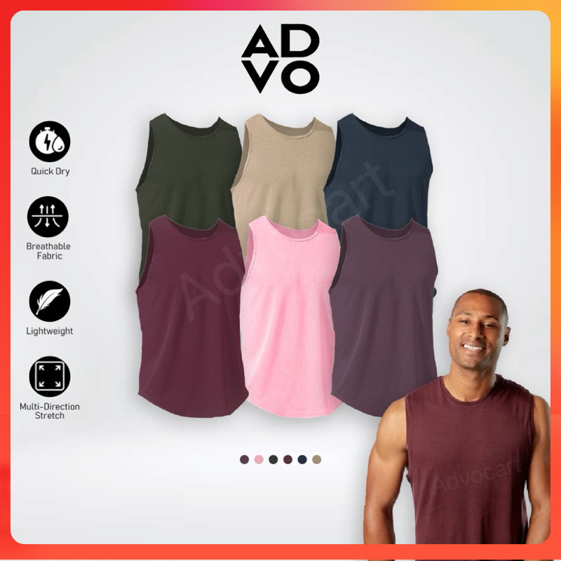 ADVO [ซีรีส์ใหม่] เสื้อกล้ามไมโครไฟเบอร์ผู้ชายคอกลมแขนกุด Baju Lelaki Plain Unisex แห้งเร็ว Baju เสื้อกล้าม