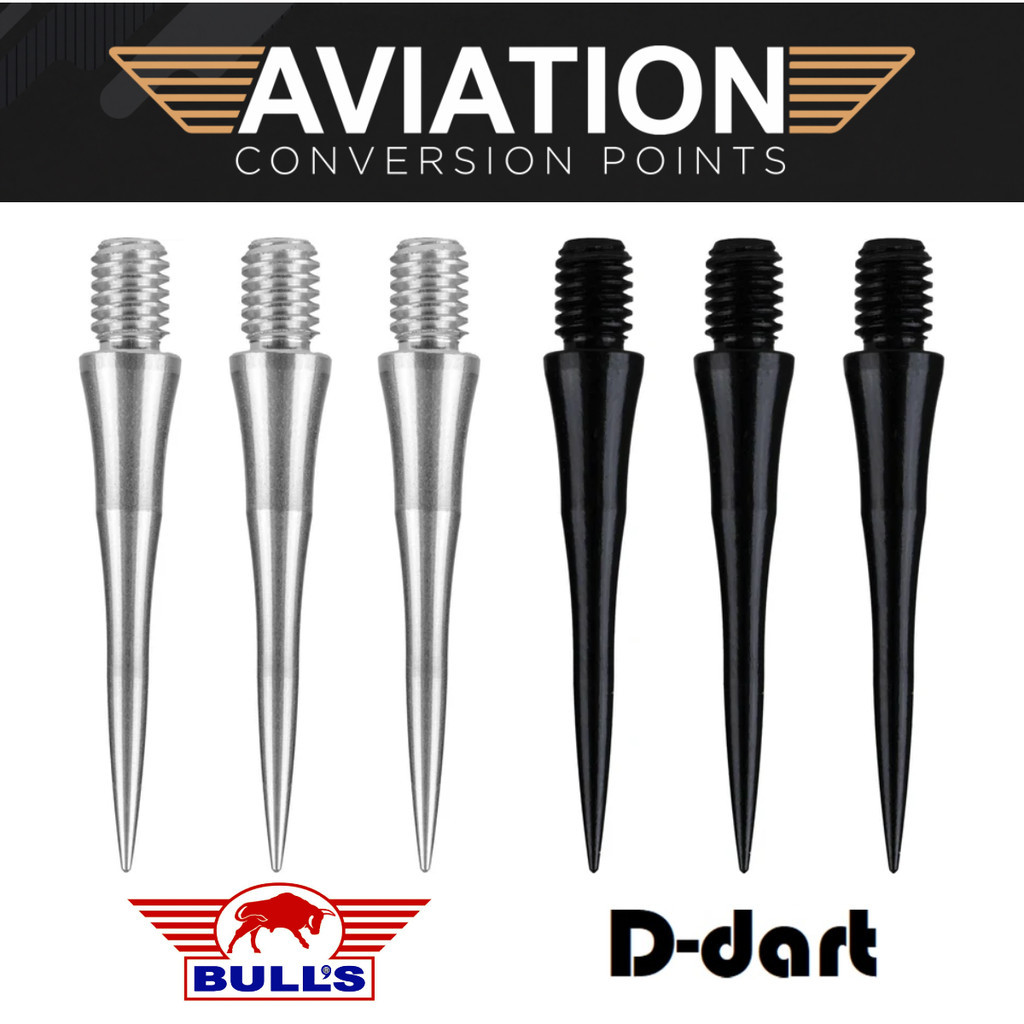 BULLS CONVERSION POINT - 30 มม. สีดํา/เงินการบิน Conversion Dart Points 3 ชิ้น/แพ็ค (2BA)