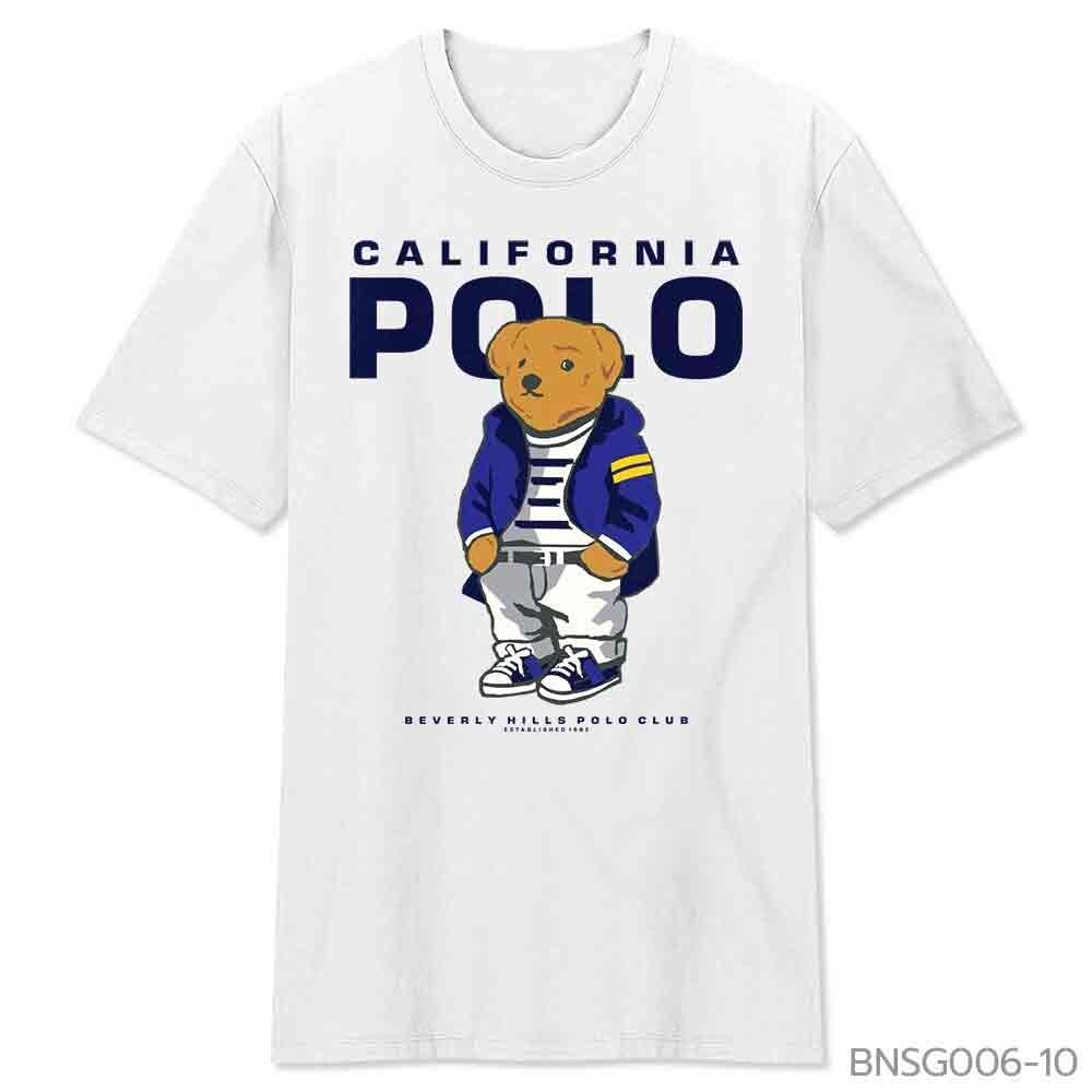 T-Shirtเสื้อยืดคอกลมBeverly Hills Polo Club คอกลม แขนสั้น สีขาว หมีคลาสสิคหลายสไตล์ Clic Bear เสื้อย