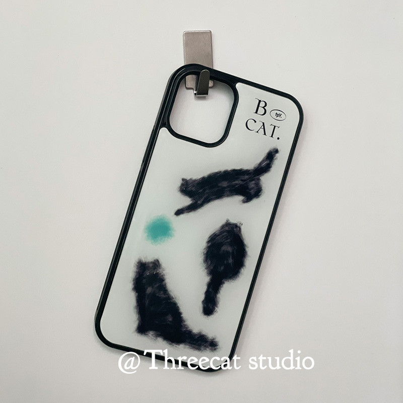 เคสโทรศัพท์มือถือ ลายแมวดํา สไตล์เกาหลี สําหรับ Iphone 15pro 14promax 13 12 11 xsmax XR