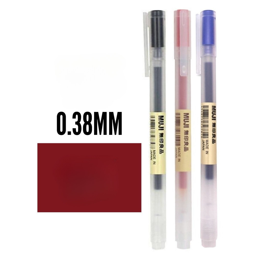 ชุด Mujl 3 0.38 มม. สีดํา แดง และน้ําเงิน นําเข้าจากญี่ปุ่น