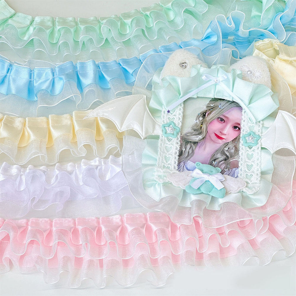 ริบบิ้นผ้าซาติน ลูกไม้ สองชั้น แฮนด์เมด DIY สําหรับตกแต่ง