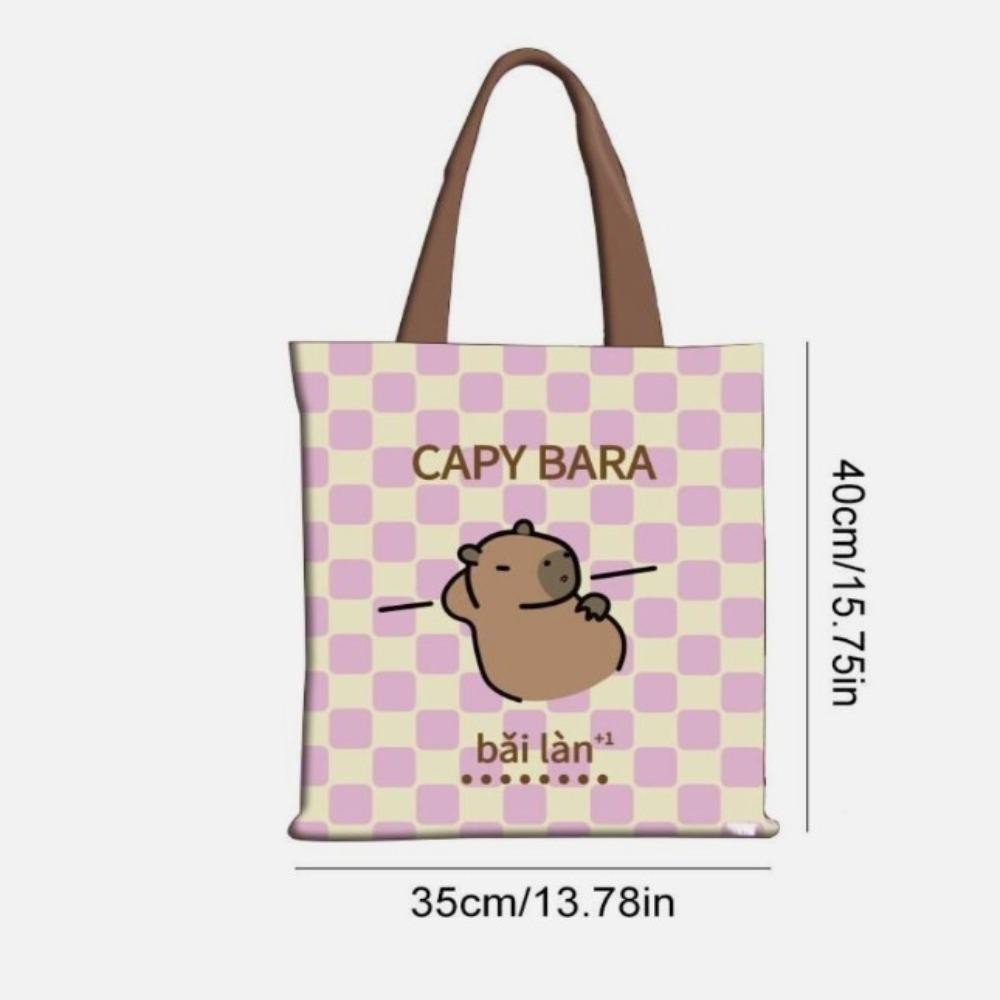 Tonfashion Tote Bag, กระเป๋า Capybara ที่ทนต่อการสึกหรอความจุขนาดใหญ่, กระเป๋านักเรียนผ้าใบ