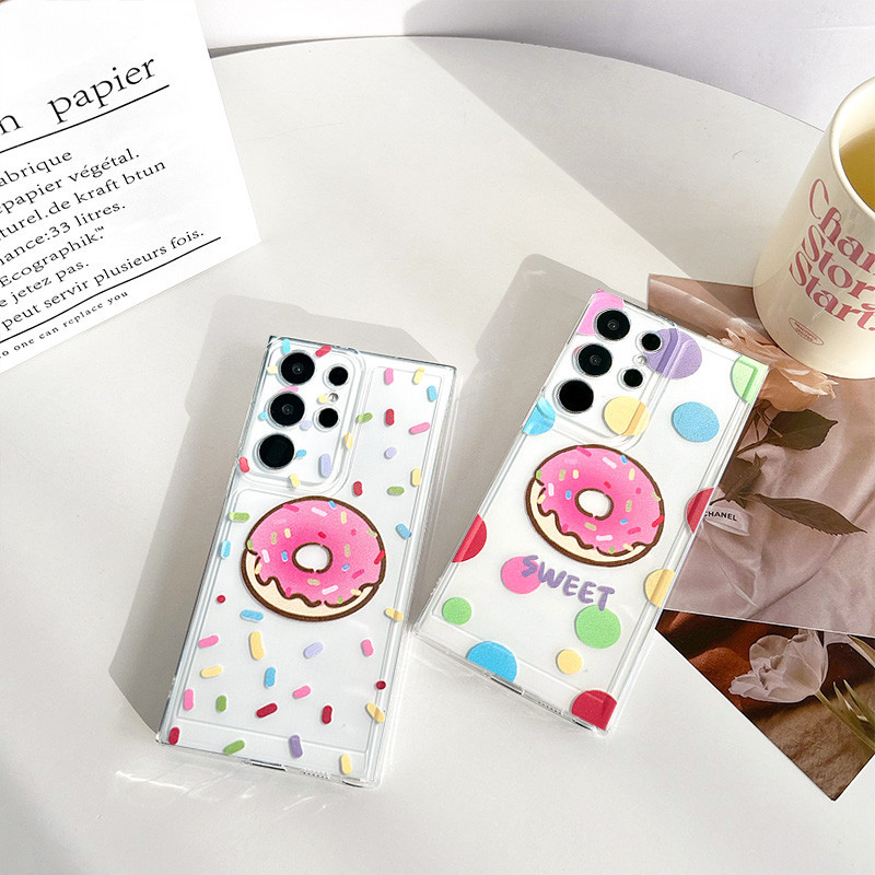 SAMSUNG เคสโทรศัพท์สําหรับsamsung S24 S23 S21 S20 FE A15 A25 A35 A55 S22 S10 Plus Ultra A14 A24 A34 A54 A05 A05s 5G CandyสีDoughnutนุ่มกล้องป้องกันกรณี