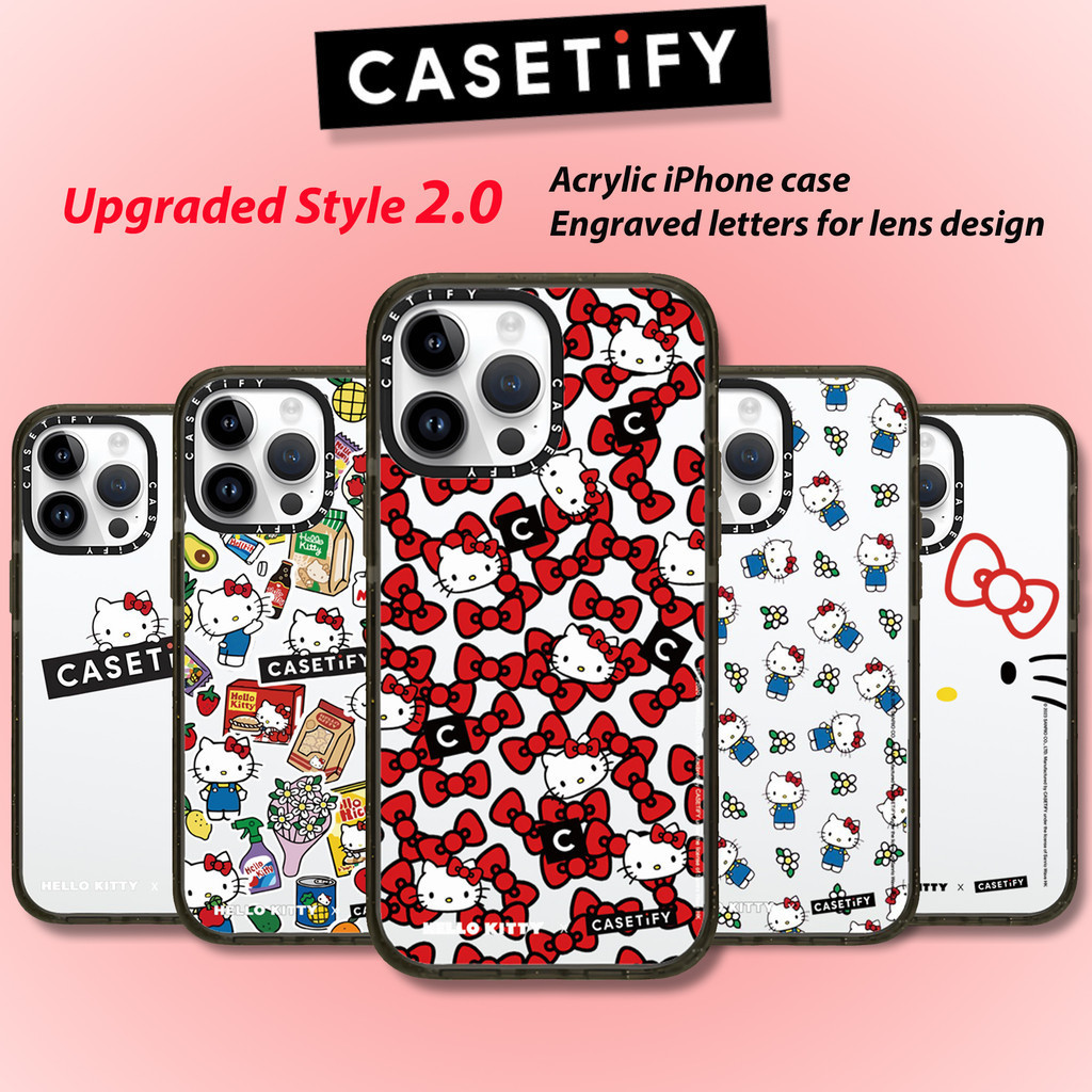 Casetify hello KT hello Kitty เคสโทรศัพท ์ สําหรับ iPhone15ProMax กรณีเข ้ ากันได ้ กับเคสโทรศัพท ์ อะคริลิค 13 เหมาะสําหรับ iPhone11 เคสโทรศัพท ์ 12Promax 13Promax 11 12 13 14 15 เคสโทรศัพท ์