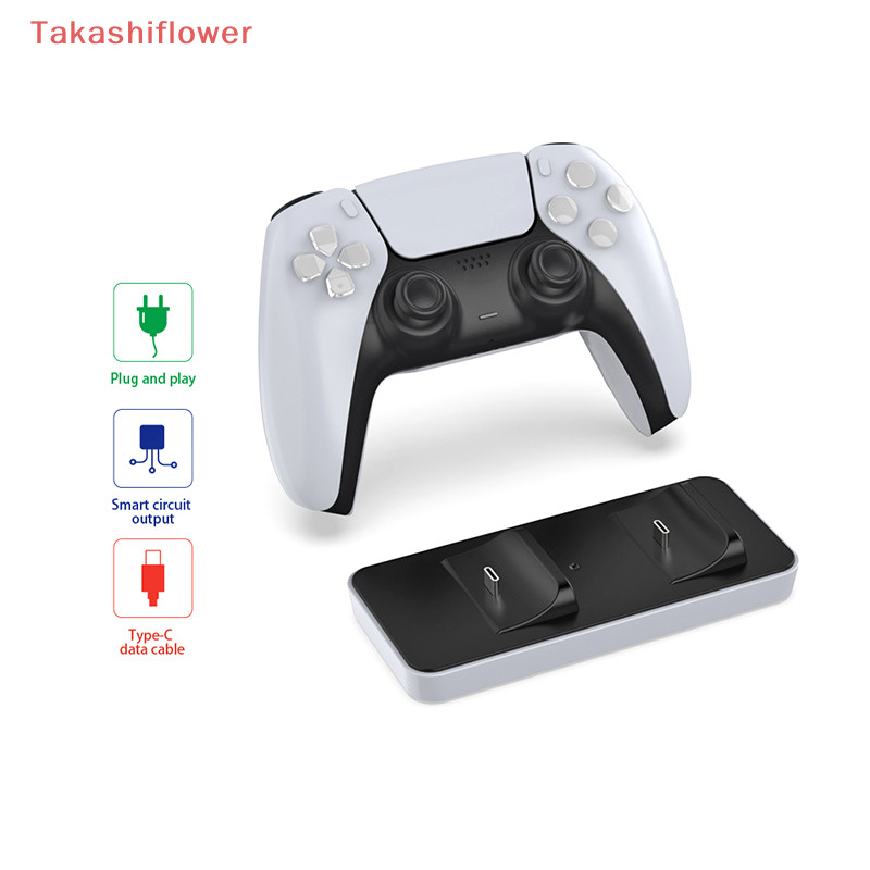 (Takashiflower สําหรับ PS5 Controller Charger USB เดี ่ ยวชาร ์ จ Dock Stand Station Cradle สําหรับ Sony Playstation 5 สําหรับ PS5 ใหม ่ Gamepad Controller
