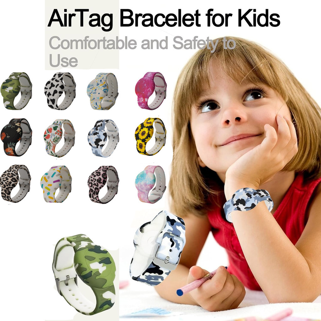 สายรัดข้อมือ AirTag กันน้ำ สำหรับเด็ก 1 ชิ้น ซิลิโคนอ่อนนุ่ม น้ำหนักเบา พร้อมที่ใส่ GPS Tracker ใช้ได้กับ Apple AirTag สีฟ้า ลายพราง ราคา ถูกที่สุด ดีลบีเคเค แกลเลอรีภาพที่ 3