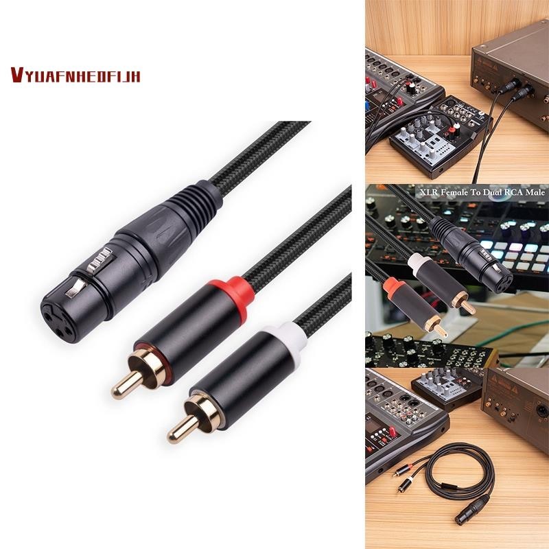 【vyuafnhedfijh 】 3 Pin XLR หญิงถึง Dual RCA ชาย Y Splitter Cable,Mixer Amplifier Audio Cable,Stereo Audio Interconnect Cable