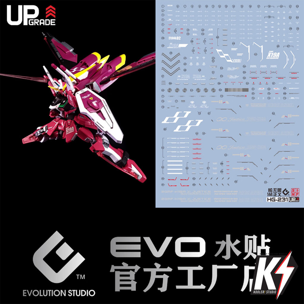 Waterdecal EVO Up Grade HG ZGMF-X19A Justice Gundam #ดีคอลน้ำสำหรับติดกันพลา กันดั้ม Gundam พลาสติกโ