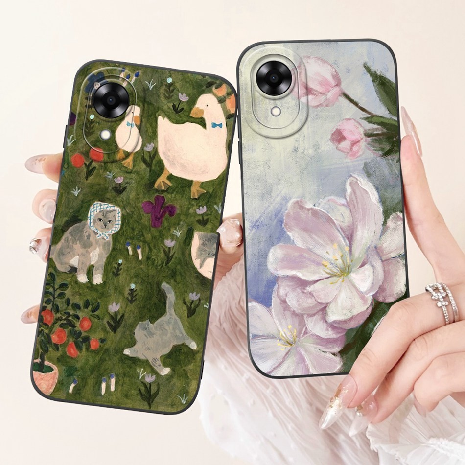 Oppo A17k A17 Square เลนส์ป้องกันกรณี OppoA17 17 17K 4G CPH2471 CPH2477 แฟชั่นการพิมพ์สีลูกกวาดซิลิโคนอ่อนนุ่มกรณี - รูปที่ 3