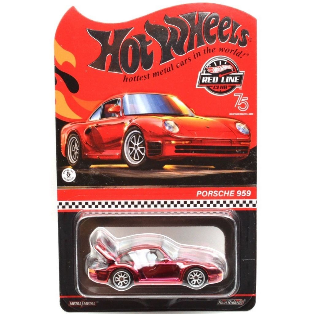 1: 64 Hot Wheels RLC Porsche 1986 Porsche 959 ชุบ Red Alloy Car Model