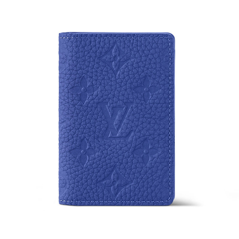 Louis Vuitton/Louis Vuitton Men's Wallet LV Blue Delicate Embossed Calfskin Short Folding M82560