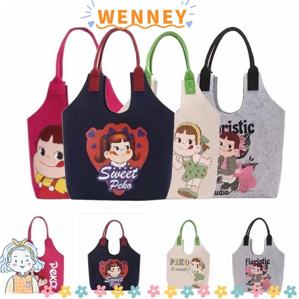 Wenney Felt Bag, การ ์ ตูนทุกวันใช ้ Felt Tote Bag, กระเป ๋ าถือช ้ อปปิ ้ งทนทานรูปแบบเรียบง ่ าย